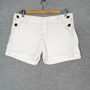 Vintage Y2K Mossimo Womens‎ Shorts Size 9 32” White Denim Side Button Low Rise
